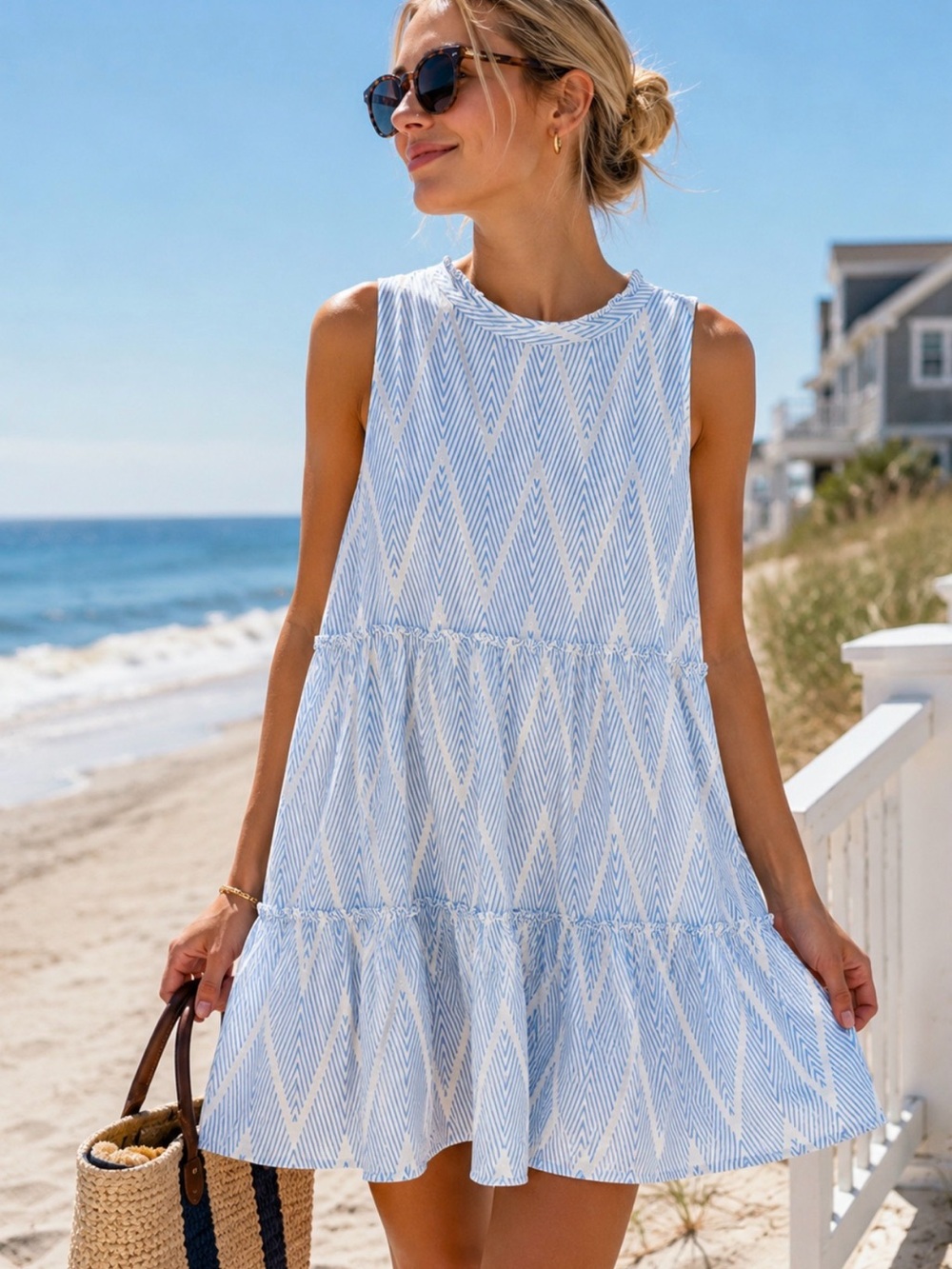Oliphant Light Blue and White Dress